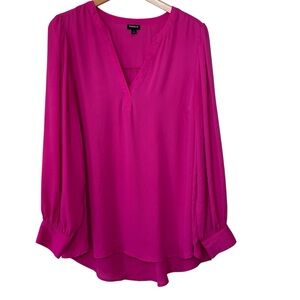 Torrid Harper Pullover Georgette Puff Sleeve in true Hot Pink. Women’s XL 14/16